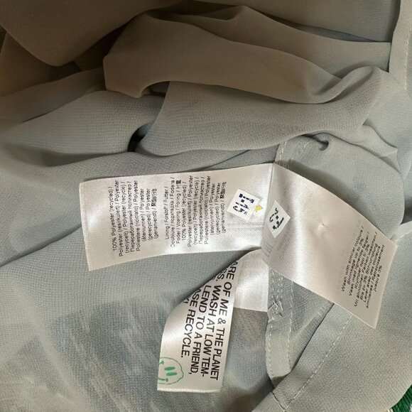 GANNI Pleated Georgette Midi Dress Puff Sleeves Smocked Floral Azure Blue NWT 4 - Picture 12 of 13